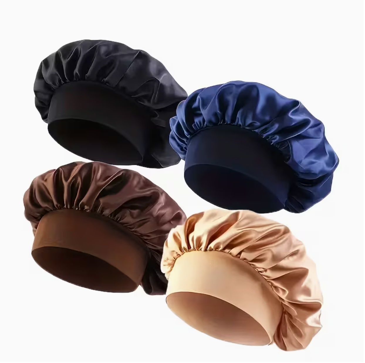 Soft & Cozy Satin Knit Beanie Cap for Sleeping – Elastic Wide Fit Night Cap for Hair Protection & Scalp Care, Lightweight & Breathable, One Size Fits All (Navy Blue, Black, Dark Brown, Light Brown) - Image 4